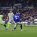 Jeremy Doku of Manchester City scores their 1st goal during the Premier League match between Everton and Manchester City (Photo by Simon Stacpoole/Offside/Offside via Getty Images)