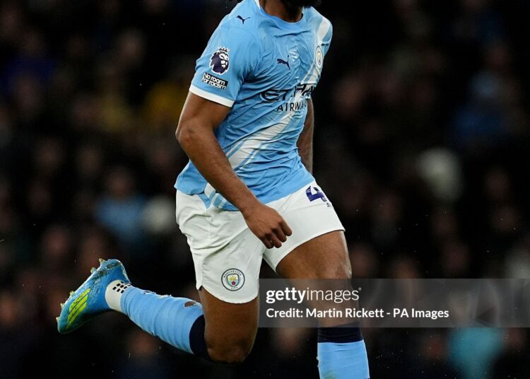Manchester City's Antoine Semenyo during the Premier League match (Photo by Martin Rickett/PA Images via Getty Images)