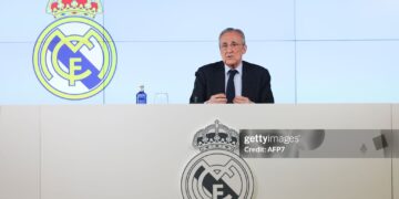 Florentino Perez attends the Real Madrid Board of Directors meeting (Photo by Dennis Agyeman / AFP7 via Getty Images)