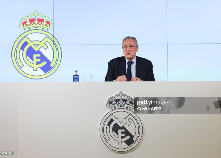 Florentino Perez attends the Real Madrid Board of Directors meeting (Photo by Dennis Agyeman / AFP7 via Getty Images)