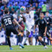 Brian Gutierrez (L) and Erik Lira (R) of Mexico fight for the ball with Majeed Ashimeru (C) of Ghana during the international friendly match between Mexico and Ghana at Estadio Cuauhtemoc on May 22, 2026 in Puebla, Mexico. Photo by Luis Cano/Jam Media/Getty Images