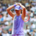 Iga Swiatek of Poland in action against Marta Kostyuk of Ukraine in the fourth round on Day Eight of the 2026 French Open at Roland Garros on May 31, 2026 in Paris, France (Photo by Robert Prange/Getty Images)