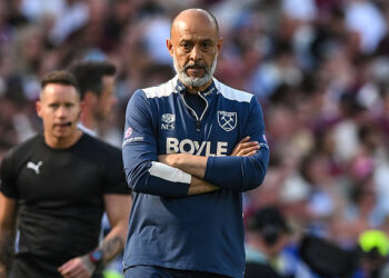 Nuno Espirito Santo, manager of West Ham United, looks on during the Premier League match between West Ham United and Leeds United at the London Stadium in Stratford, United Kingdom, on May 24, 2026. (Photo by Kevin Hodgson/MI News/NurPhoto via Getty Images)