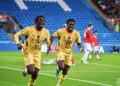 Caleb Yirenkyi celebrates after scoring goal against Wales Photo Courtesy: GFA
