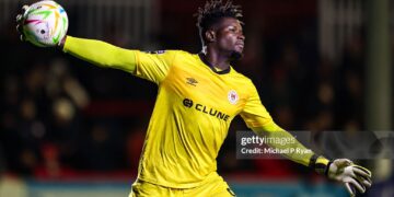 St Patrick's Athletic goalkeeper Joseph Anang during the SSE Airtricity Men's Premier Division match between St Patrick's Athletic and Drogheda United (Photo By Michael P Ryan/Sportsfile via Getty Images)