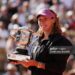 Mirra Andreeva poses for a photo with the Coupe Suzanne Lenglen winners trophy after victory over Maja Chwalinska of Poland in their Women's Singles final on Day Fourteen of the 2026 French Open (Photo by Clive Brunskill/Getty Images)
