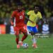 Michael Murillo of Panama drives the ball against Vinicius Junior of Brazil during the international friendly match between Brazil and Panama (Photo by Buda Mendes/Getty Images)