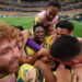 Gabriel Martinelli #22 of Brazil celebrates with teammates after scoring the team's second goal during the FIFA World Cup 2026 Round Of 32 match between Brazil and Japan at Houston Stadium on June 29, 2026 in Houston, Texas. (Photo by Lars Baron/Getty Images)