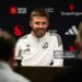 Head Coach Michael Carrick of Manchester United speaks during a press conference at Carrington Training Ground (Photo by Ash Donelon/Manchester United via Getty Images)