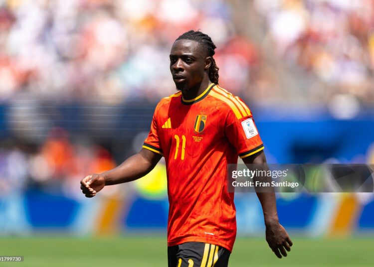 Jeremy Doku of Belgium looks on during the FIFA World Cup 2026 Group G match between Belgium and Egypt (Photo by Fran Santiago/Getty Images)