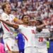ARLINGTON, TEXAS - JUNE 17: Jude Bellingham #10 of England celebrates with Harry Kane #9 after scoring the team's third goal during the FIFA World Cup 2026 Group L match between England and Croatia at Dallas Stadium on June 17, 2026 in Arlington, Texas. (Photo by Francois Nel/Getty Images)