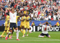 Nico O'Reilly #3 and Harry Kane #9 of England react after a missed chance during the FIFA World Cup 2026 Group L match between England and Ghana at Boston Stadium on June 23, 2026 in Foxborough, Massachusetts. (Photo by Richard Pelham/Getty Images)