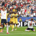 Nico O'Reilly #3 and Harry Kane #9 of England react after a missed chance during the FIFA World Cup 2026 Group L match between England and Ghana at Boston Stadium on June 23, 2026 in Foxborough, Massachusetts. (Photo by Richard Pelham/Getty Images)