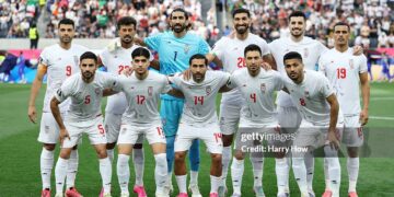 Players of IR Iran pose for a team photograph before the FIFA World Cup 2026 Group G match between IR Iran and New Zealand at Los Angeles Stadium on June 15, 2026 in Los Angeles, California. (Photo by Harry How/Getty Images)