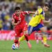 MONTERREY, MEXICO - JUNE 14: Elias Achouri #7 of Tunisia controls the ball against Yasin Ayari #18 of Sweden during the FIFA World Cup 2026 Group F match between Sweden and Tunisia at Monterrey Stadium on June 14, 2026 in Monterrey, Mexico. (Photo by Hector Vivas - FIFA/FIFA via Getty Images)
