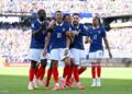 EAST RUTHERFORD, NEW JERSEY - JUNE 16: Kylian Mbappe #10 of France celebrates with teammates after scoring the team's second goal during the FIFA World Cup 2026 Group I match between France and Senegal at New York New Jersey Stadium on June 16, 2026 in East Rutherford, New Jersey. (Photo by Shaun Botterill - FIFA/FIFA via Getty Images)