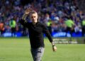 Ipswich Town manager Kieran McKenna celebrates on the pitch after Ipswich Town secured promotion following the Sky Bet Championship match (Photo by Nigel French/PA Images via Getty Images)