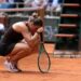 Aryna Sabalenka reacts as she plays against Diana Shnaider during their women's quarter final singles match on day 11 of the French Open tennis tournament (Photo by Thomas SAMSON / AFP via Getty Images)