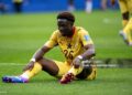 FOXBOROUGH, MASSACHUSETTS - JUNE 23: Marvin Senaya #26 of Ghana reacts during the FIFA World Cup 2026 Group L match between England and Ghana at Boston Stadium on June 23, 2026 in Foxborough, Massachusetts. (Photo by Mark Smith/ISI Photos/ISI Photos via Getty Images)