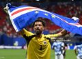 Cape Verde's goalkeeper #01 Vozinha celebrates with his national flag at the end of the 2026 World Cup Group H football match between Spain and Cape Verde (Photo by ROBERTO SCHMIDT / AFP via Getty Images)