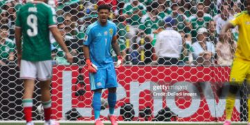 South Africa's Ronwen Williams in action during the FIFA World Cup 2026 Group A match between Mexico and South Africa (Photo by Torbjorn Tande/DeFodi Images/DeFodi via Getty Images)