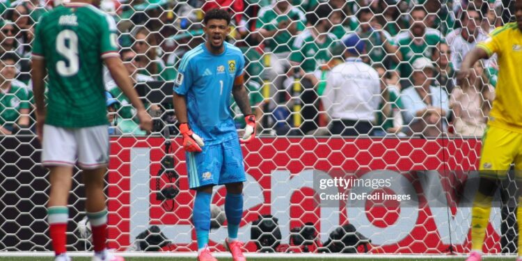 South Africa's Ronwen Williams in action during the FIFA World Cup 2026 Group A match between Mexico and South Africa (Photo by Torbjorn Tande/DeFodi Images/DeFodi via Getty Images)