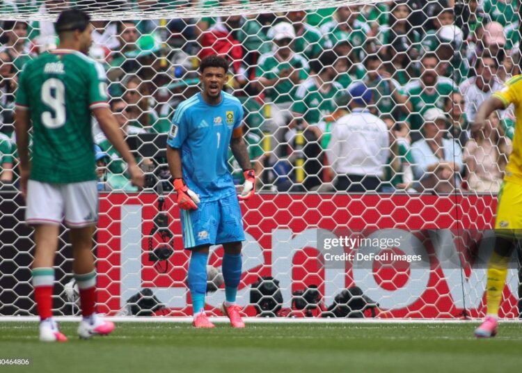 South Africa's Ronwen Williams in action during the FIFA World Cup 2026 Group A match between Mexico and South Africa (Photo by Torbjorn Tande/DeFodi Images/DeFodi via Getty Images)