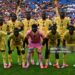 Ghana's goalkeeper #01 Lawrence Ati-Zigi (C) poses with teammates ahead of the international friendly football match between Wales and Ghana ahead of the 2026 FIFA World Cup football tournament (Photo by Ben STANSALL / AFP via Getty Images)