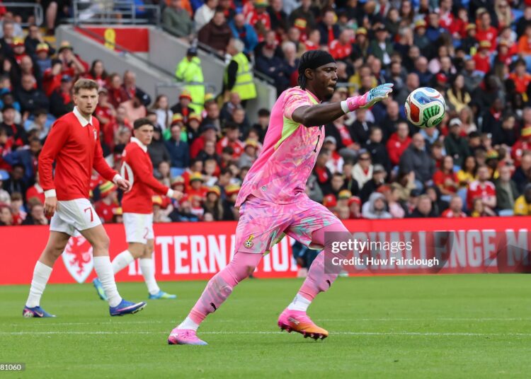 Lawrence Ati-Zigi of Ghana clears the ball during the international friendly match between Wales and Ghana (Photo by Huw Fairclough/Getty Images)