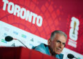 Head coach Carlos Queiroz of Ghana speaks to media during the press conference of Ghana one day ahead of the FIFA World Cup 2026 Group L match between Ghana and Panama at Toronto Stadium on June 16, 2026 in Toronto, Ontario. (Photo by Joosep Martinson - FIFA/FIFA via Getty Images)