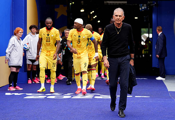 Ghana manager Carlos Queiroz walks back out for the second half during the FIFA World Cup Group L match at Boston Stadium. Picture date: Tuesday June 23, 2026. (Photo by Bradley Collyer/PA Images via Getty Images)