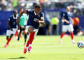 EAST RUTHERFORD, NEW JERSEY - JUNE 16: Kylian Mbappe #10 of France chases after the ball during the FIFA World Cup 2026 Group I match between France and Senegal at New York New Jersey Stadium on June 16, 2026 in East Rutherford, New Jersey. (Photo by Al Bello/Getty Images)
