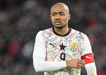 ordan Ayew of Ghana looks on during the international friendly match between Germany and Ghana at MHP Arena on March 30, 2026 in Stuttgart, Germany. Photo by Harry Langer/DeFodi Images/DeFodi via Getty Images