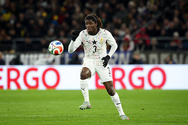Baden-Württemberg, Stuttgart: Soccer, Men: International matches, Germany - Ghana, MHPArena, Caleb Yirenkyi (Ghana) in action. Photo: Christian Charisius/dpa - IMPORTANT NOTE: In accordance with the regulations of the DFL German Football League and the DFB German Football Association, it is prohibited to utilize or have utilized photographs taken in the stadium and/or of the match in the form of sequential images and/or video-like photo series. (Photo by Christian Charisius/picture alliance via Getty Images)