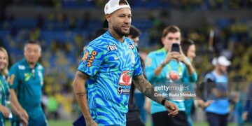 Neymar Jr. reacts after the international friendly match between Brazil and Panama (Photo by Buda Mendes/Getty Images)