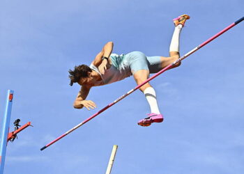 Sweden's Armand Duplantis competes in the Men's Pole Vault event of the Stockholm Diamond League athletics meeting in Stockholm, Sweden, on June 7, 2026. (Photo by Christine Olsson/TT / TT NEWS AGENCY / AFP via Getty Images) / Sweden OUT