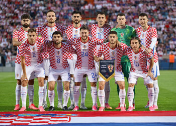 Players of Croatia line up for team photo prior to the international friendly match between Croatia and Slovenia at Stadium Varteks on June 7, 2026 in Varazdin, Croatia. Photo by Igor Soban/Pixsell/MB Media/Getty Images