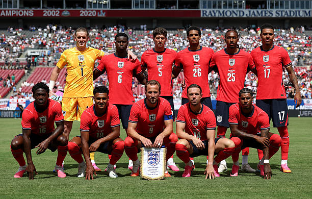 Players of England pose for a team photo prior to the international friendly match between England and New Zealand at Raymond James Stadium on June 06, 2026 in Tampa, Florida. Photo by Eddie Keogh - The FA/The FA via Getty Images