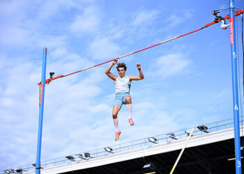 STOCKHOLM, SWEDEN - JUNE 07: Armand Duplantis of Sweden competes in the Men's Pole Vault Final during the BAUHAUS-galan, part of the 2026 Wanda Diamond League at Olympic Stadium on June 07, 2026 in Stockholm, Sweden. (Photo by David Lidstrom/Getty Images)