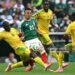 South Africa's defender #06 Aubrey Modiba, Mexico's midfielder #25 Roberto Alvarado, South Africa's midfielder #13 Sphephelo Sithole and South Africa's midfielder #04 Teboho Mokoena fight for the ball during the 2026 World Cup Group A football match between Mexico and South Africa (Photo by Yuri CORTEZ / AFP via Getty Images)