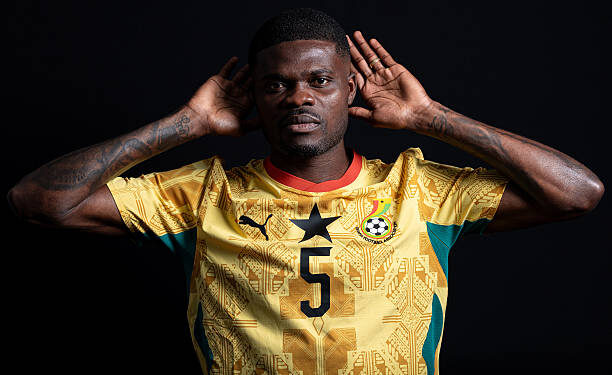 Thomas Partey #5 of Ghana poses for a portrait during the official FIFA World Cup 2026 portrait session on June 14, 2026 in Smithfield, Rhode Island. (Photo by Buda Mendes - FIFA/FIFA via Getty Images)