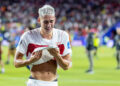 SANTA CLARA, CA - JUNE 19: Mert Muldur #18 of Turkiye cries after a loss in the FIFA World Cup 2026 Group D match between Turkiye and Paraguay on June 19, 2026 at San Francisco Bay Area Stadium in Santa Clara, CA. (Photo by Matthew Huang/Icon Sportswire via Getty Images)