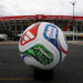 A large scale adidas Trionda match ball is seen outside the stadium after the press conference of Colombia one day ahead of the FIFA World Cup 2026 Group K match between Uzbekistan and Colombia at Mexico City Stadium on June 16, 2026 in Mexico City, Mexico. (Photo by Luke Hales/Getty Images)