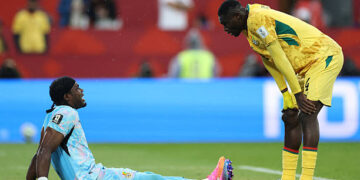 Lawrence Ati Zigi #1 and Jonas Adjetey #4 of Ghana talk during the FIFA World Cup 2026 Group L match between Ghana and Panama at Toronto Stadium on June 17, 2026 in Toronto, Ontario. (Photo by Ezra Shaw - FIFA/FIFA via Getty Images)