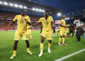 TORONTO, ONTARIO - JUNE 17: Prince Adu #25 and Brandon Thomas-Asante #10 of Ghana celebrate the team's 1-0 victory in the FIFA World Cup 2026 Group L match between Ghana and Panama at Toronto Stadium on June 17, 2026 in Toronto, Ontario. (Photo by Ezra Shaw - FIFA/FIFA via Getty Images)