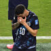 SANTA CLARA, CALIFORNIA - JUNE 19: Miguel Almiron #10 of Paraguay reacts after receiving a red card for covering his mouth while talking to another player during the FIFA World Cup 2026 Group D match between Türkiye and Paraguay at San Francisco Bay Area Stadium on June 19, 2026 in Santa Clara, California. (Photo by Stu Forster/Getty Images)
