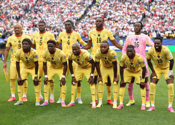 Players of Ghana  pose for a team photograph before the FIFA World Cup 2026 Group L match between England and Ghana at Boston Stadium on June 23, 2026 in Foxborough, Massachusetts. (Photo by Richard Pelham/Getty Images)