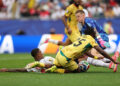 FOXBOROUGH, MASSACHUSETTS - JUNE 23: Prince Adu #25 of Ghana is challenged by Ezri Konsa #2 of England in the penalty box during the FIFA World Cup 2026 Group L match between England and Ghana at Boston Stadium on June 23, 2026 in Foxborough, Massachusetts. (Photo by Patrick Smith - FIFA/FIFA via Getty Images)