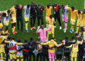 Players of Ghana  huddle after the scoreless draw in the FIFA World Cup 2026 Group L match between England and Ghana at Boston Stadium on June 23, 2026 in Foxborough, Massachusetts. (Photo by Mattia Ozbot/Getty Images)
