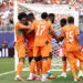 PHILADELPHIA, PENNSYLVANIA - JUNE 25: Nicolas Pepe #19 of Cote d'Ivoire celebrates with teammates after scoring his team's first goal during the FIFA World Cup 2026 Group E match between Curacao and Cote D'Ivoire at Philadelphia Stadium on June 25, 2026 in Philadelphia, Pennsylvania. (Photo by Darrian Traynor/Getty Images)